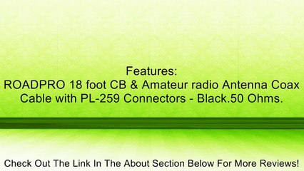 RG-58A/U Coaxial Cable w/Molded PL-259 Connectors (18 feet) Review