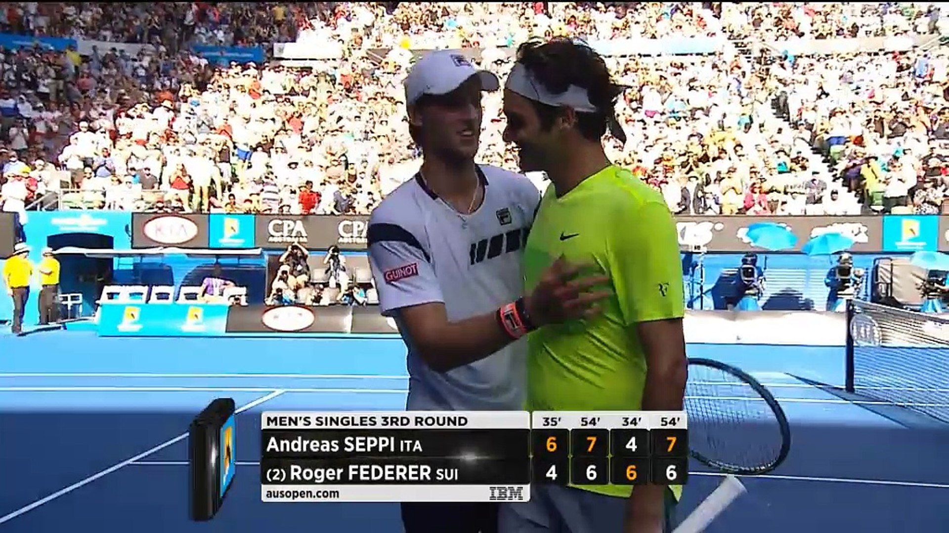 AustralianOpen: Seppi bt Federer (6-4 7-6 4-6 7-6) - video Dailymotion