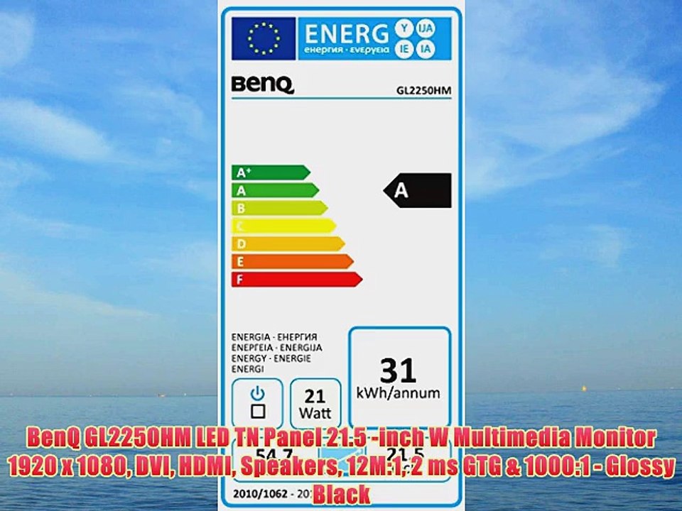 BenQ GL2250HM LED TN Panel 21.5 -inch W Multimedia Monitor 1920 x 1080 DVI HDMI Speakers 12M:1
