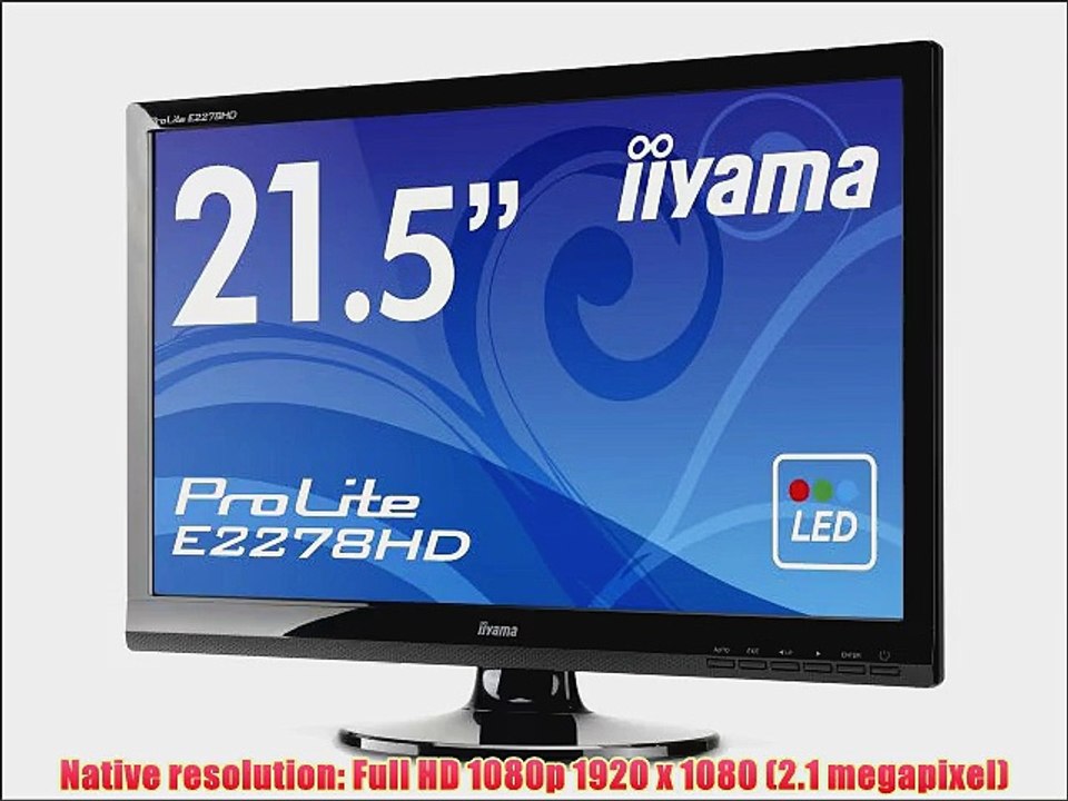 IIYAMA E2278HD-GB1 21.5 inch Widescreen 1080p Full HD LED Monitor (5ms VGA/DVI)