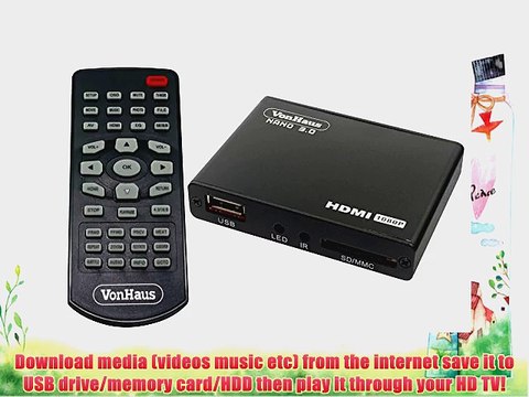 VonHaus 1080p HD TV Mini Media Player - 5.1 Surround Sound - MKV - Play any file from USB HDDs/Flashdrives/Memory