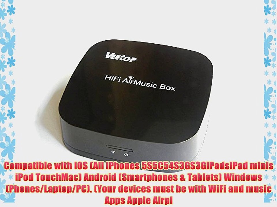 Veetop? HiFi AirMusic Box - AirPlayDLNA WiFi Wireless Music Receiver for iOS(iPhones iPads