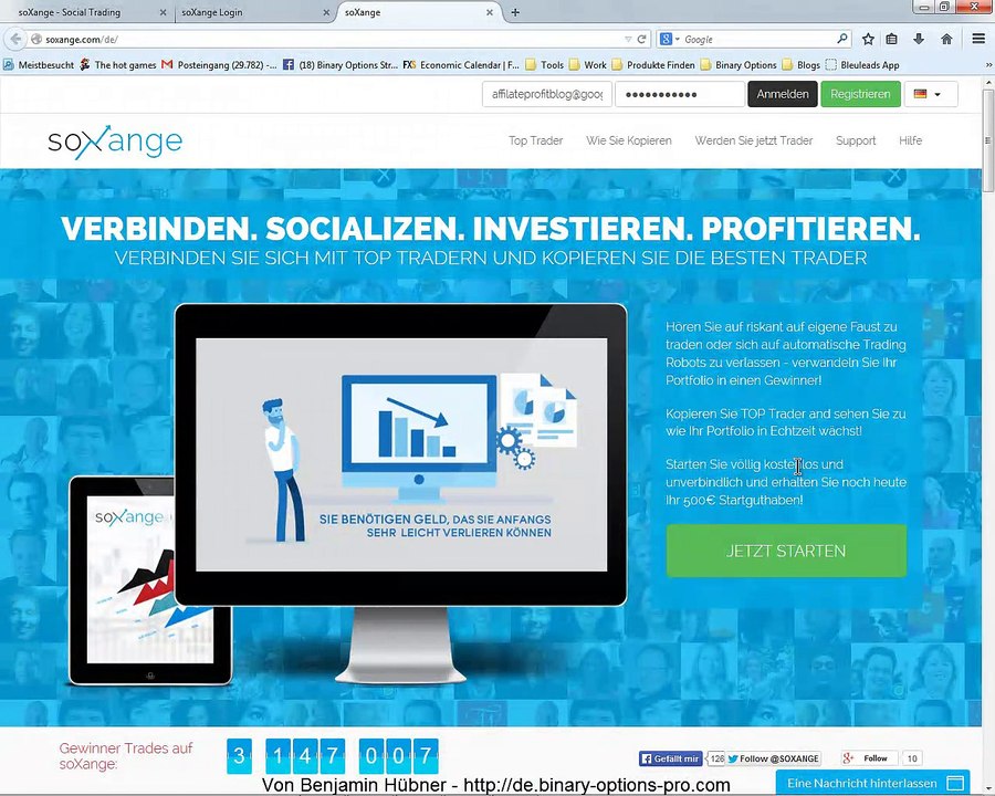 SoXange Social Trading mit binären Optionen