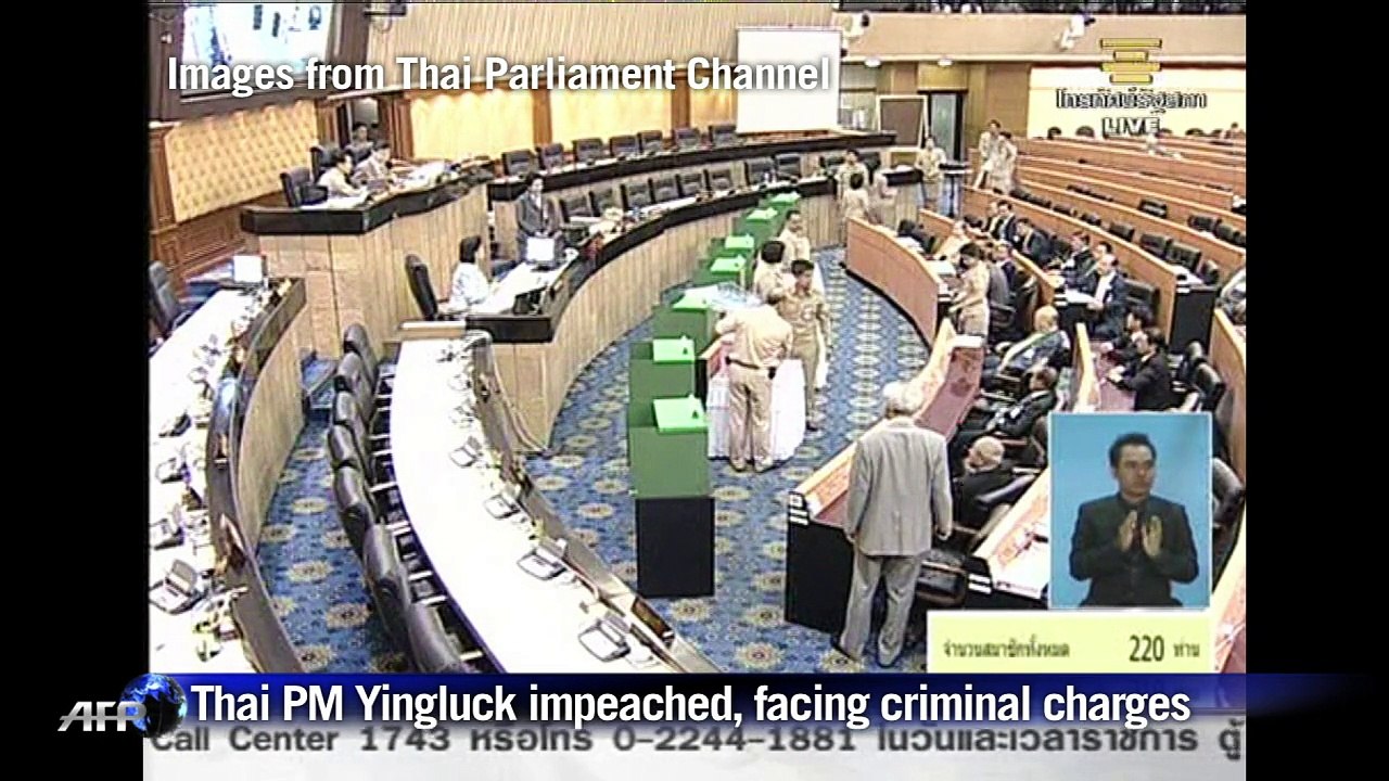 Thai ex-PM Yingluck impeached and facing criminal charges
