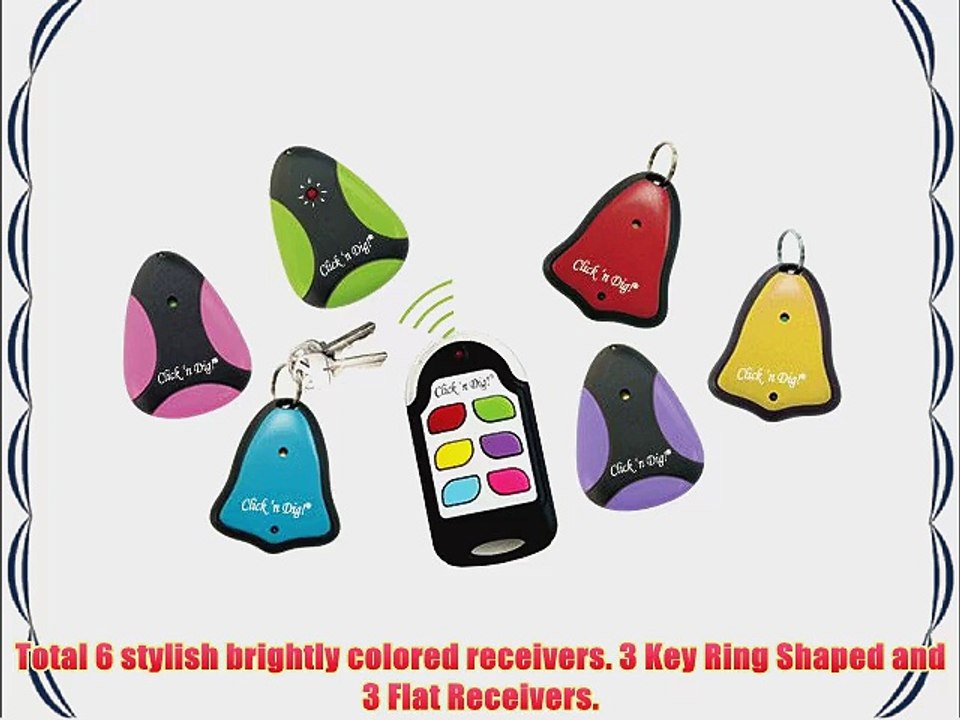 Click 'n Dig Model F6 Key Finder. 6 Receivers. Wireless RF Remote Item Wallet Locator.