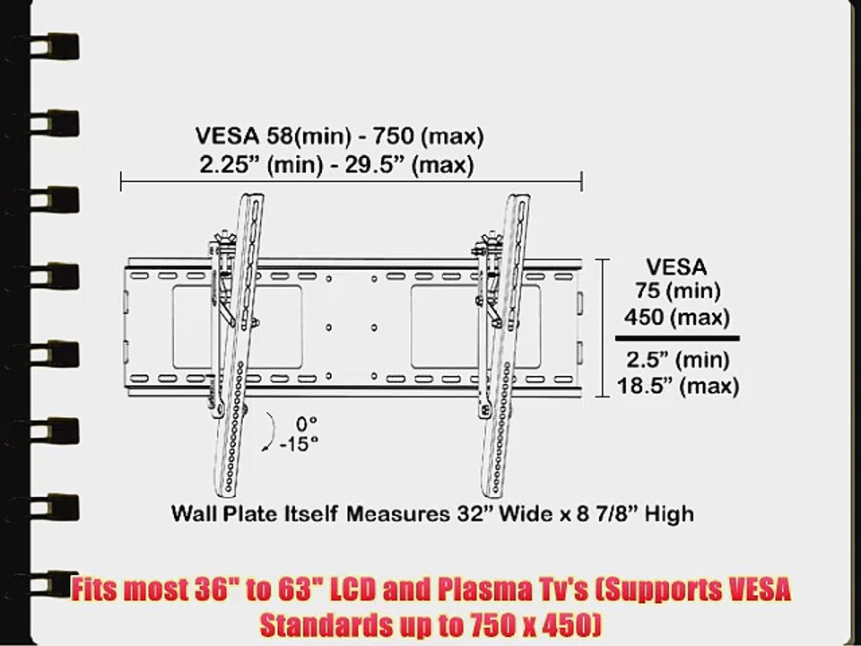Black Tilting/Tilt Wall Mount Bracket for Panasonic Viera TH-42PX80U (TH42PX80U) 42 Plasma