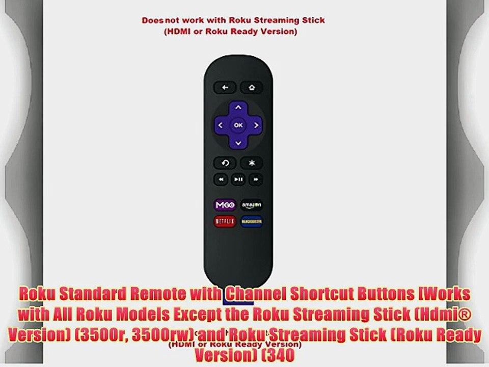 Roku Standard Remote with Channel Shortcut Buttons [Works with All Roku Models Except the Roku