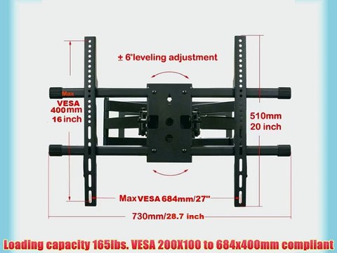 VideoSecu Black Tilting Wall Mount Bracket for Vizio 37'' 42'' 50'' 58'' 70'' VW37L VX37L E370VLE