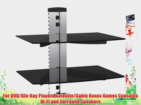 VonHaus by Designer Habitat 2x Silver Floating Shelf with Strengthened Tempered Glass for DVD