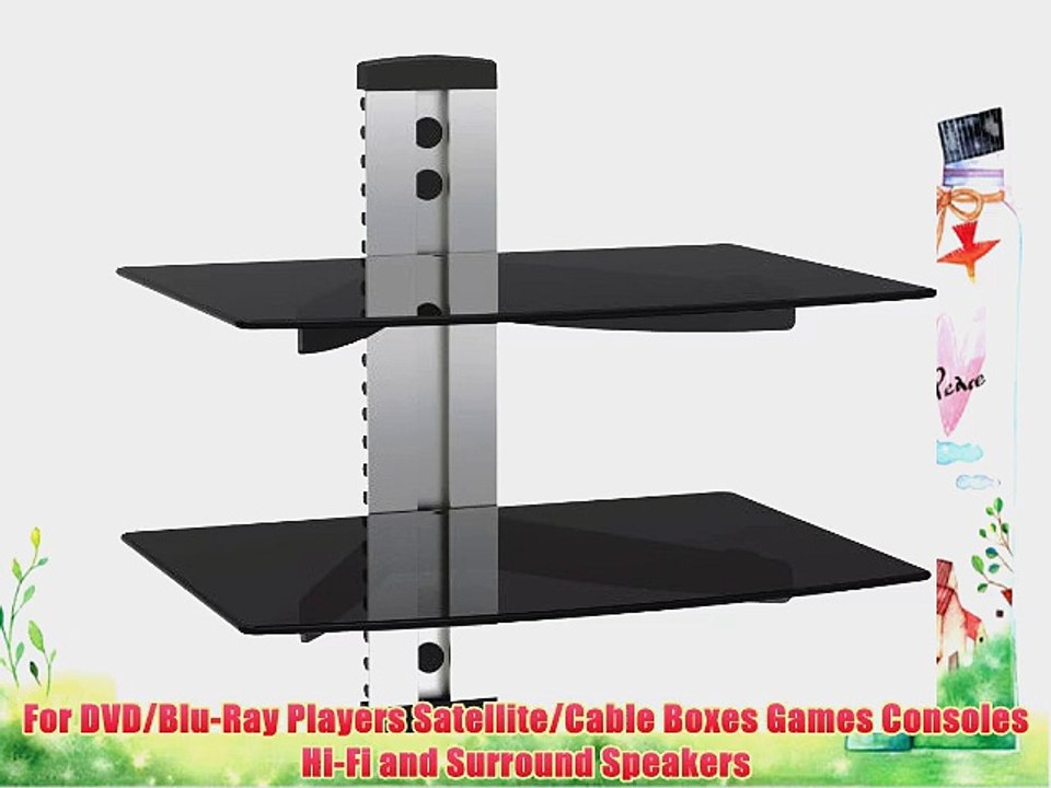 VonHaus by Designer Habitat 2x Silver Floating Shelf with Strengthened Tempered Glass for DVD