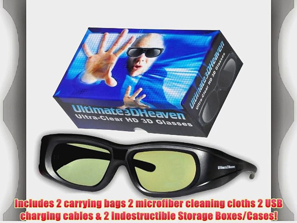 2 Ultra-Clear 3D Glasses for Sharp 3D Televisions Rechargeable