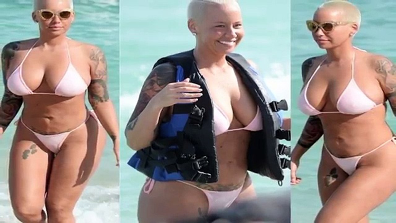 Amber Rose Hot BIG Assets In Thong Bikini At Beach 2015