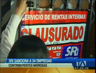 SRI sanciona a 34 empresas contribuyentes morosas
