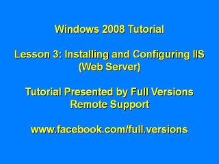 Lesson 4 Installing IIS Server
