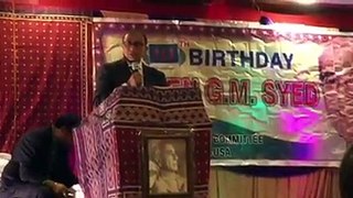 WSC chairman Lakhumal Luhano speaking at the birthday celebration of Saieen GM syed in Houston on 17th January 2015.