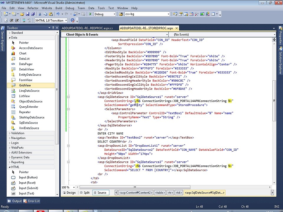 WORKING WITH STORE PROCEDURE IN ASP.NET-DELETE STORED PROCEDURE-ASP.NET IN C-SHARP IN URDU-HINDI PART 1