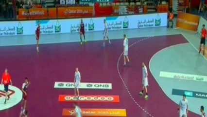 الدقائق الأخيرة من مباراة العنابي وبيلاروسيا في مونديال اليد