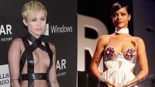 Miley Cyrus And Rihanna Flashes Hot Assets At amfAR Inspiration Gala In LA