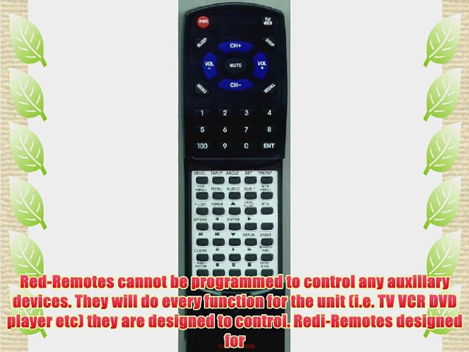 SONY Replacement Remote Control for RDRGX255 RDRGX355 RMTD244A RMTD243A 988511140