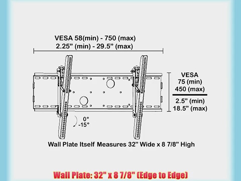 Black Tilting Wall Mount Bracket for Pioneer PDP-4280HD Plasma 42 inch HDTV TV