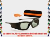 MITSUBISHI-Compatible 3ACTIVE? 3D Glasses. For 740/742/840 Series 3D TVs. Rechargeable.
