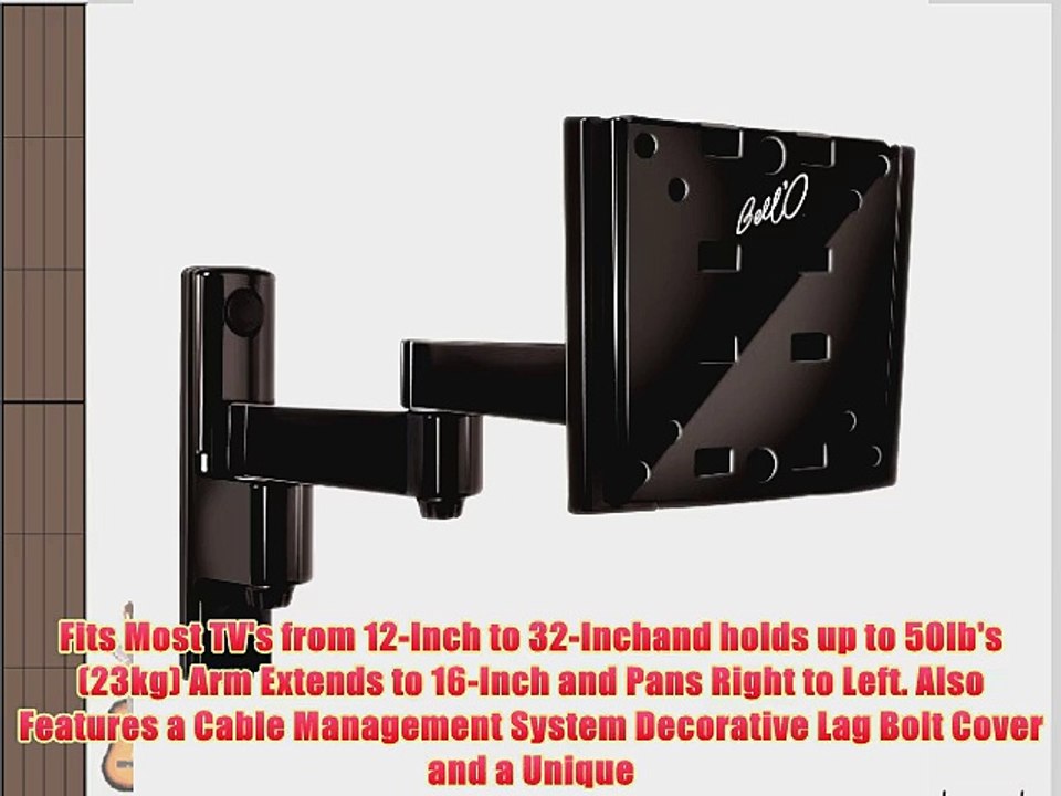 Bell'O 7465B 16-Inch Extending Tilt/Pan Articulating Arm Wall Mount System for a 12-Inch to