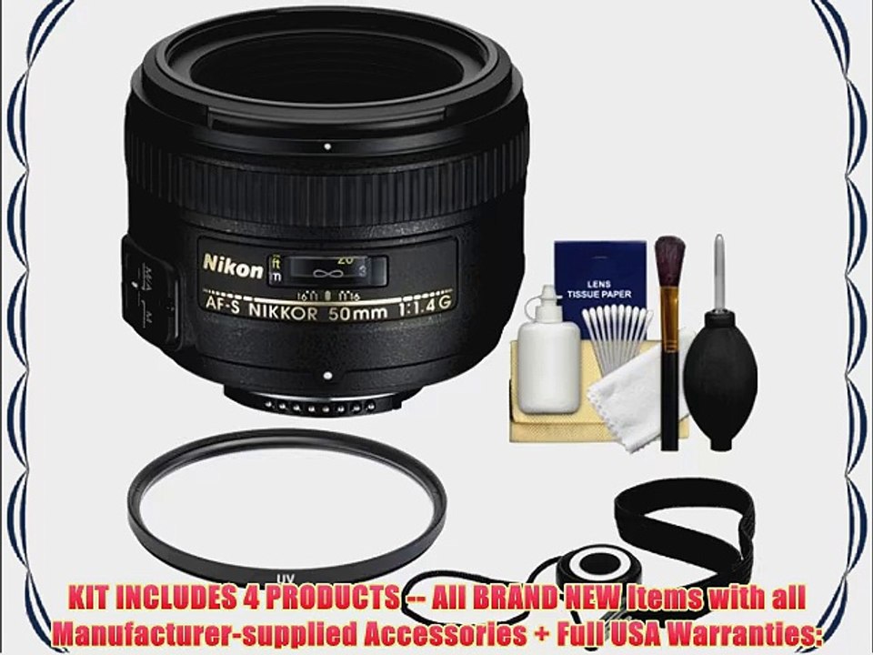 Nikon 50mm F/1.4G AF-S Nikkor Lens   UV Filter   Accessory Kit for D3200 D3300 D5200 D5300