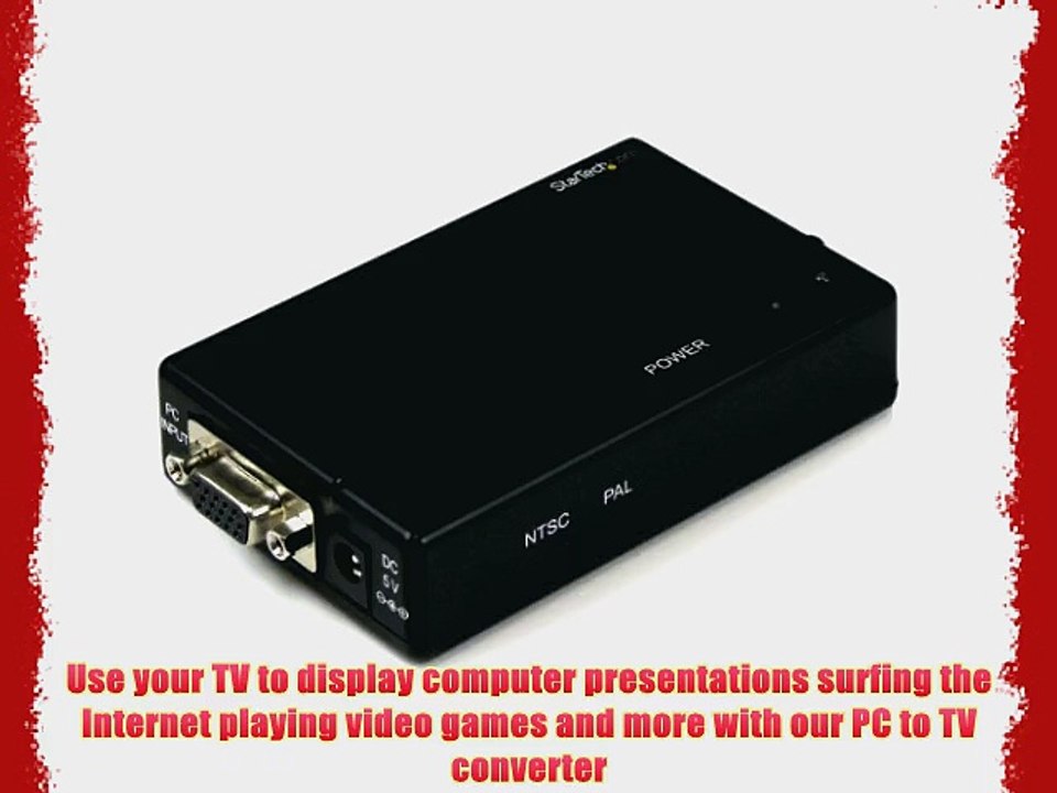 StarTech.com High Resolution VGA to Composite (RCA) or S-Video Converter - PC to TV Video Adapter