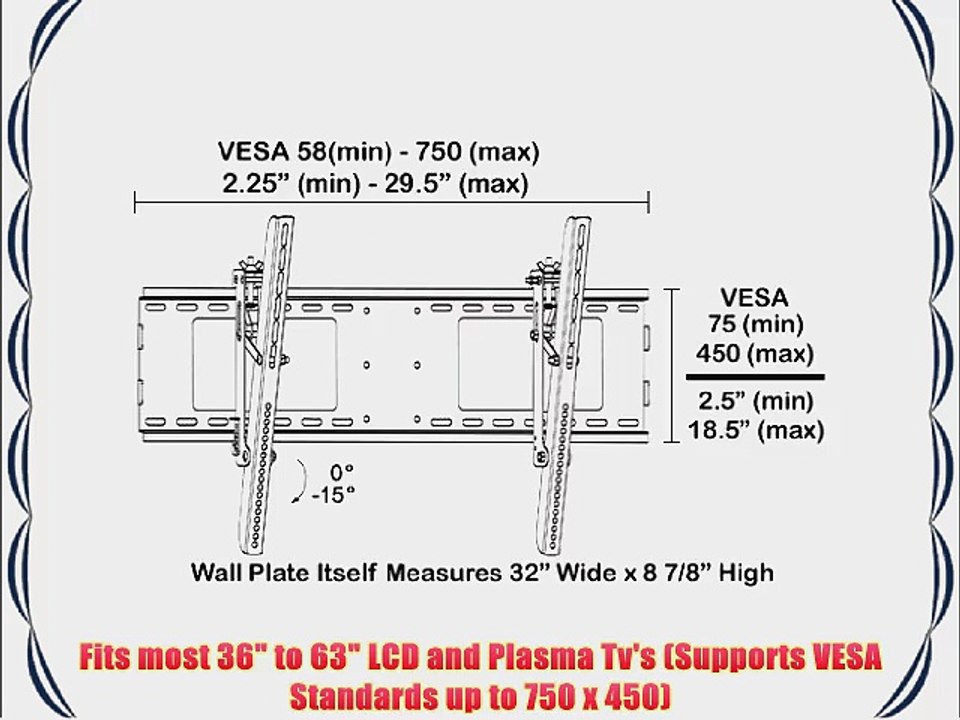 Black Adjustable Tilt/Tilting Wall Mount Bracket for Sony Bravia KDL55HX820/KDL-55HX820 55