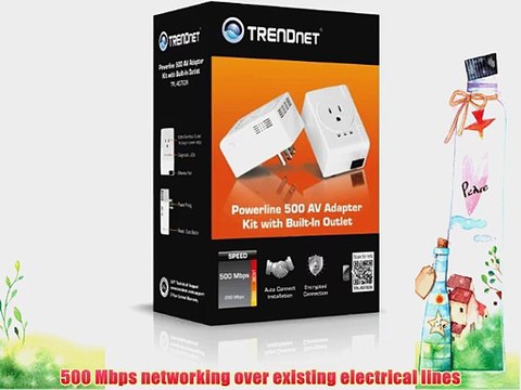 TRENDnet Powerline 500 AV Nano Adapter Kit with Built-In Outlet TPL-407E2K