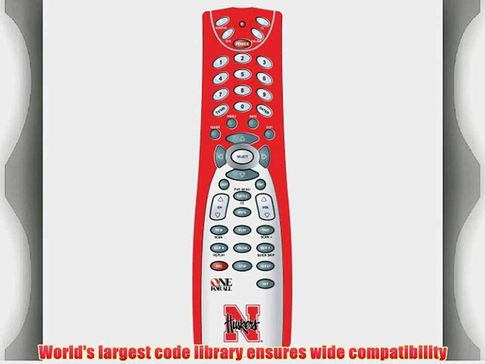 One For All 4 Device Universal Remote Control with University of Nebraska Logo and Colors