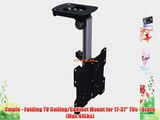 Cmple - Folding TV Ceiling/Cabinet Mount for 17-37 TVs - Black (Max 44Lbs)