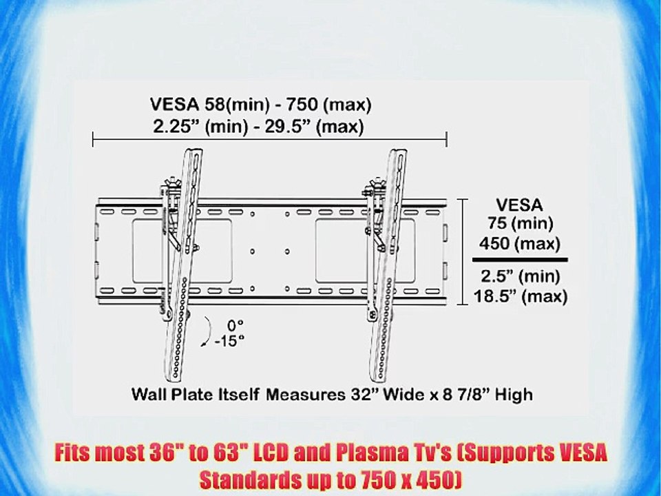 Black Tilting/Tilt Wall Mount Bracket for Vizio VW42L HDTV10A 42 LCD HDTV Television/TV