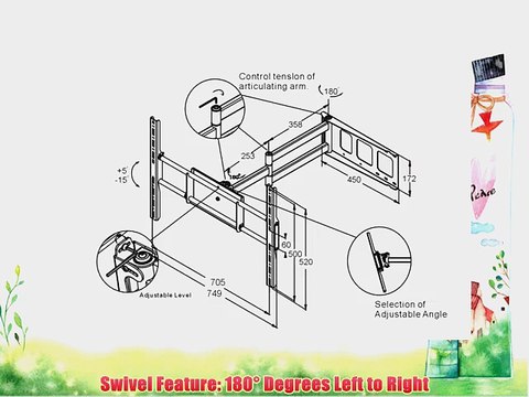 Black Full-Motion Tilt/Swivel Corner Friendly Wall Mount Bracket for LG 47LN5400 47 inch LED
