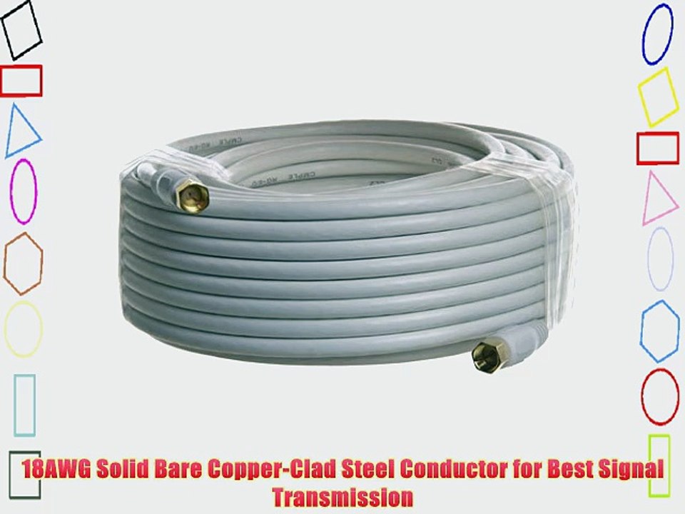 Pro-Techgroup 100 ft Premium Grade RG6 F-Type Quad Shielded Coaxial 18AWG CL2 Rated 75 Ohm