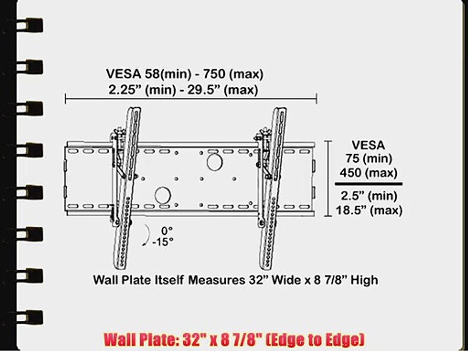 Black Tilting Wall Mount Bracket for Olevia/Syntax LT32HVE LCD 32 inch HDTV TV