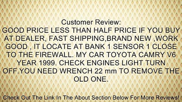 #C860 8946741021 GENUINE 97 98 99 00 Toyota Air Fuel Ratio Oxygen Sensor Avalon Camry RAV4 Sienna Solara Lexus ES300 Review