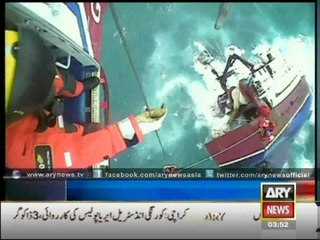 British Coast Guards Rescuing A Sinking Ship