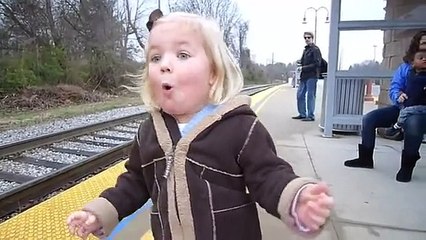 Cute Baby Excited To See The Train