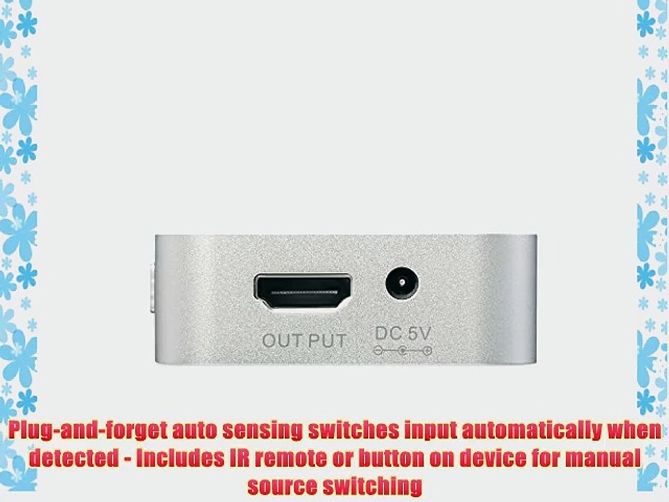 FosPower? Full HD 4K [4x1] 4 Port HDMI Switch with Infared Remote - Picture-In-Picture (PIP)