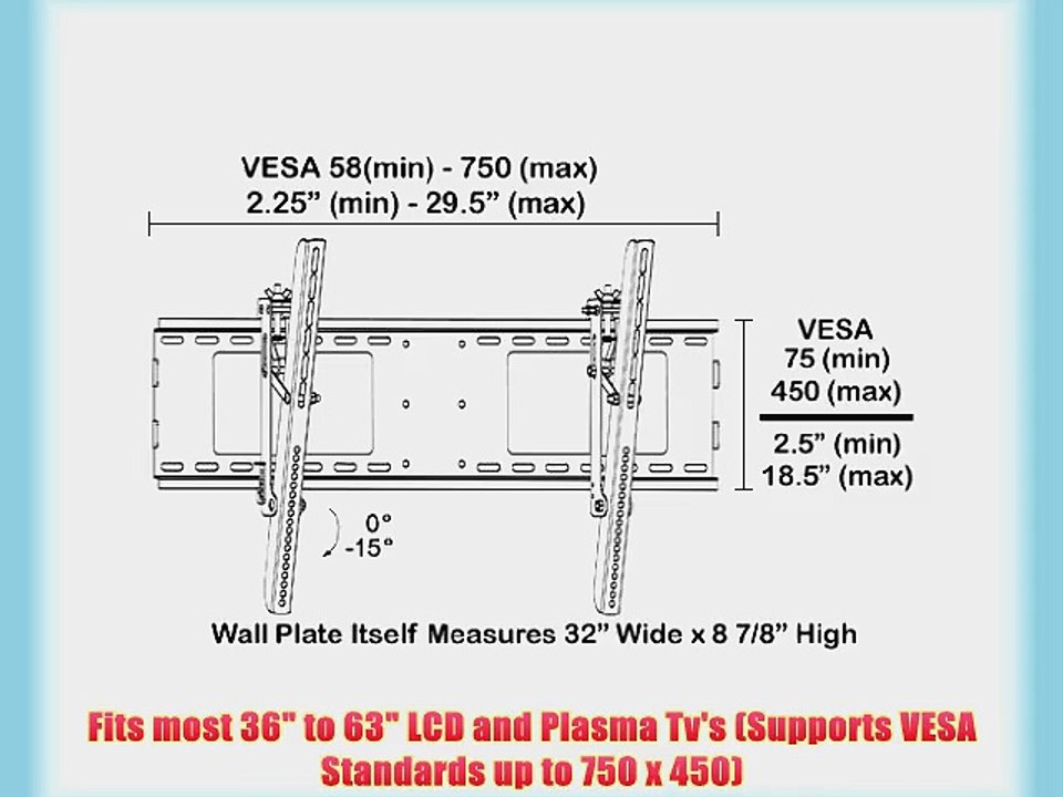Black Tilting/Tilt Wall Mount Bracket for Samsung PN-58B550T2FXZA (PN58B550T2FXZA) 58 Plasma
