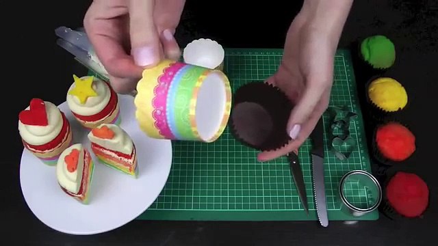 Rainbow Cupcakes! Make a Rainbow Layer Cup Cake - A Cupcake Addiction How To Tutorial