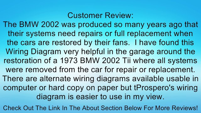 1972-1973 BMW 2002, 2002tii 11 X 17 Color Wiring Diagram Review