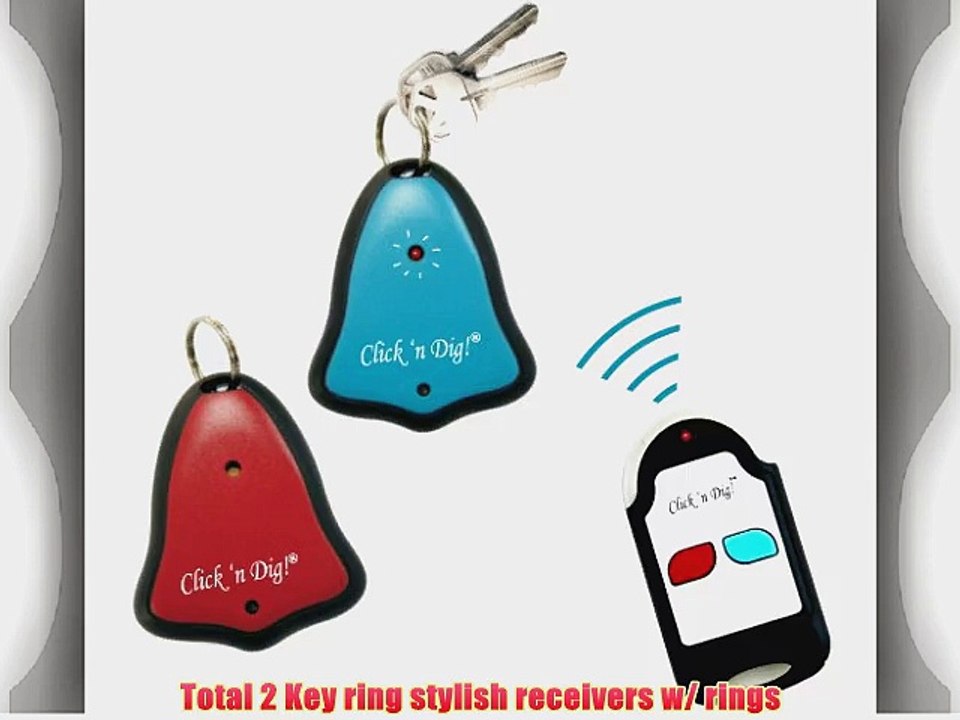 Click 'n Dig Model D2 Key Finder. 2 Receivers. Wireless RF Remote Item Wallet Locator.