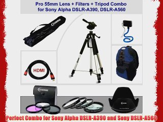 Pro 55mm Lens   Filters   Tripod Combo for Sony Alpha DSLR-A390 DSLR-A560