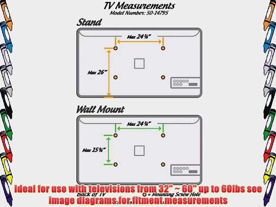Universal TV Stand / Base   Wall Mount for 32 - 60 Flat-Screen Televisions