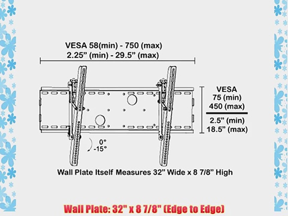Black Tilting Wall Mount Bracket for Norcent LT-3250 LCD 32 inch HDTV TV