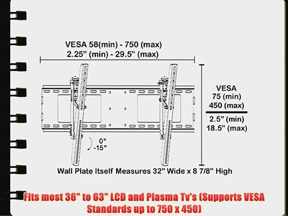 Black Adjustable Tilt/Tilting Wall Mount Bracket for Sony Bravia KDL-46HX750/KDL46HX750 46