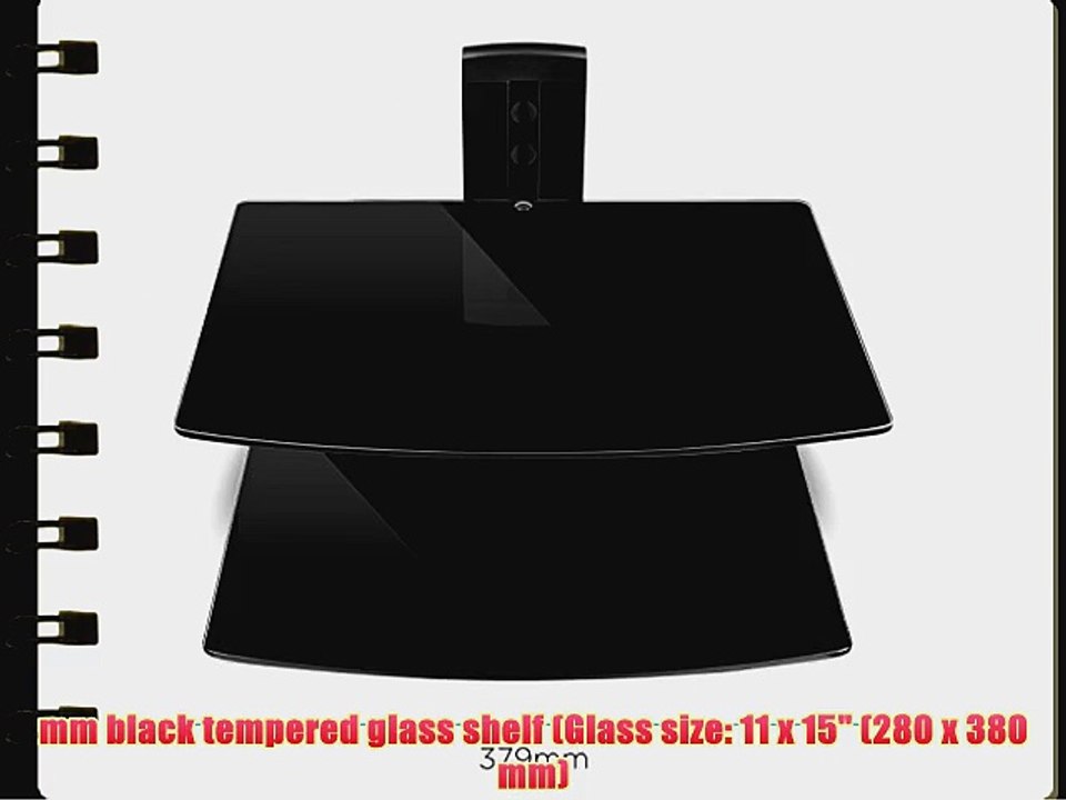 Impact Mounts 2 Tier Dual Glass Shelf Wall Mount for Cable Box Component DVR DVD Game Systems