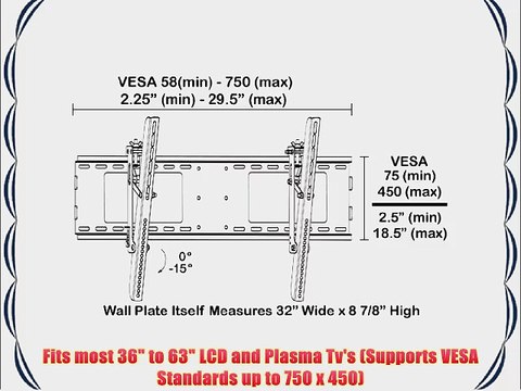 Black Adjustable Tilt/Tilting Wall Mount Bracket for LG 47LH85 47 inch LCD HDTV TV/Television